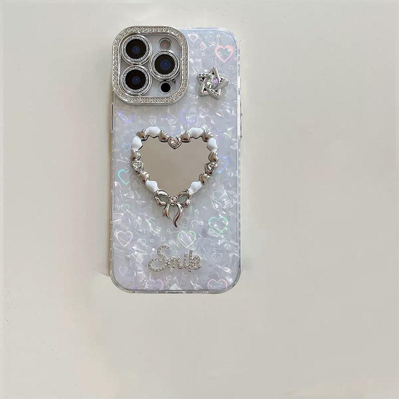 

Rhinestone Star Love Mirror Mobile Phone Case Is Suitable For Iphone17Pro Original Apple 16 Anti-Drop Light Luxury Women S Models iPhone 11
