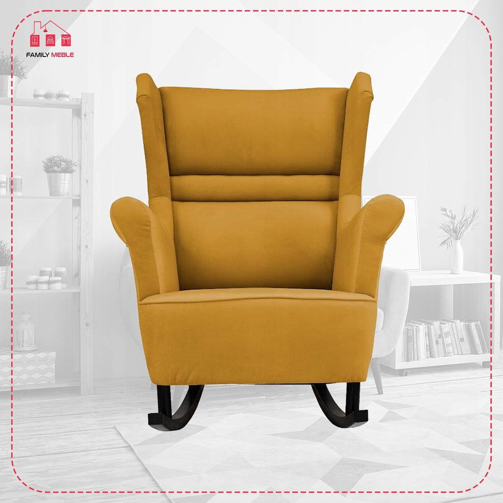 Zoja Rocking Chair, Scandinavian, Family Meble, Yellow, Dirty Gold