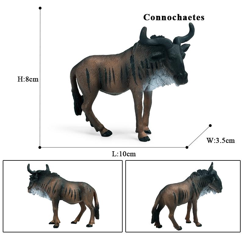 Oenux Classic Wild African Animals Simulation Okapi Wildebeest Action Figure Figurines PVC Model Education School Kid Toys Gift
