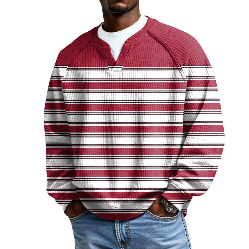 Herrfritidshuva Utomhus V-hals Vågmönster Långärmad