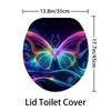 4Pcs Neon Butterfly Shower Curtain Set with Non-Slip Bath Mat, Toilet Lid Cover, Contour Rug & 12 Hooks, Bathroom Decor