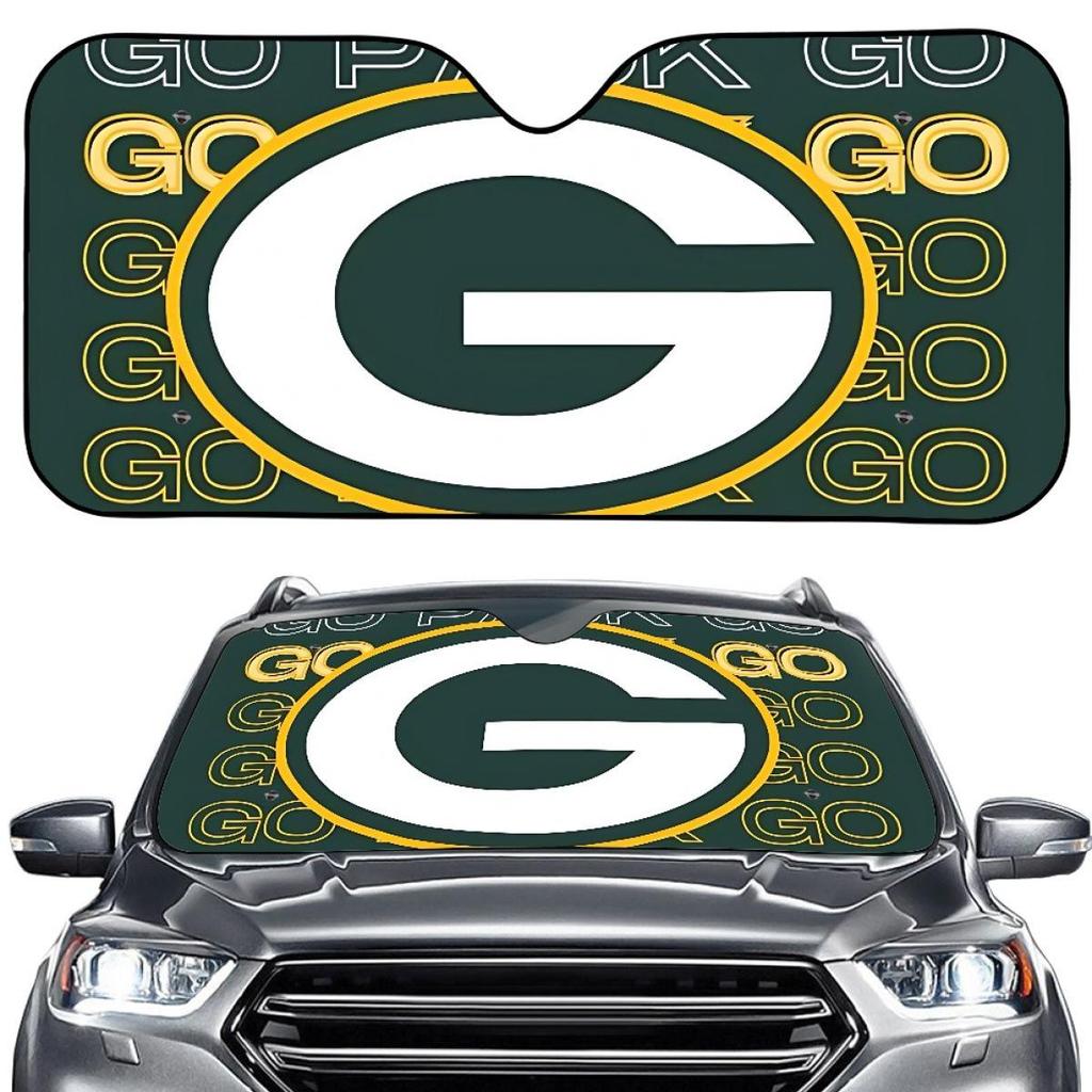 Custom Aluminum Foil Car Sunshade with Green Bay Packaging Workers Team Design