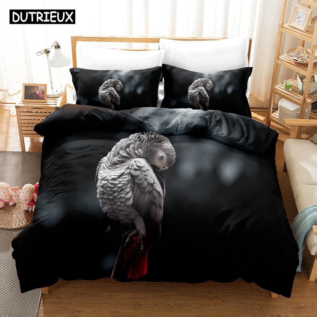 3D Printed African Parrot Bedding Set Down Quilt Cover With Pillowcase Double SIngle King 3D Printed Anime My Dress-U
