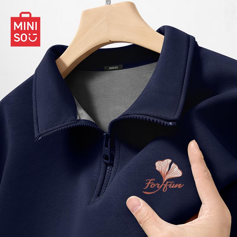 

MINISO Men s Half-Zip Fleece Stand Collar Sweatshirt 2XL