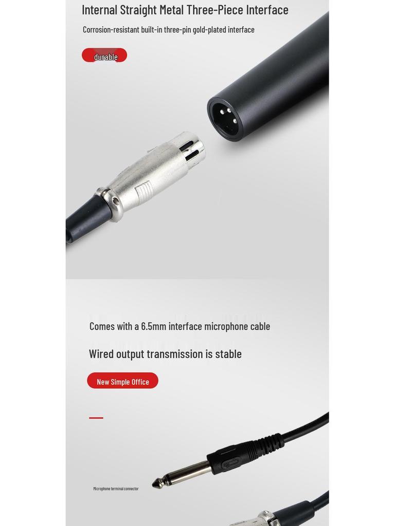 Portable Metal Wired Handheld Microphone for Home Karaoke and Car Recording