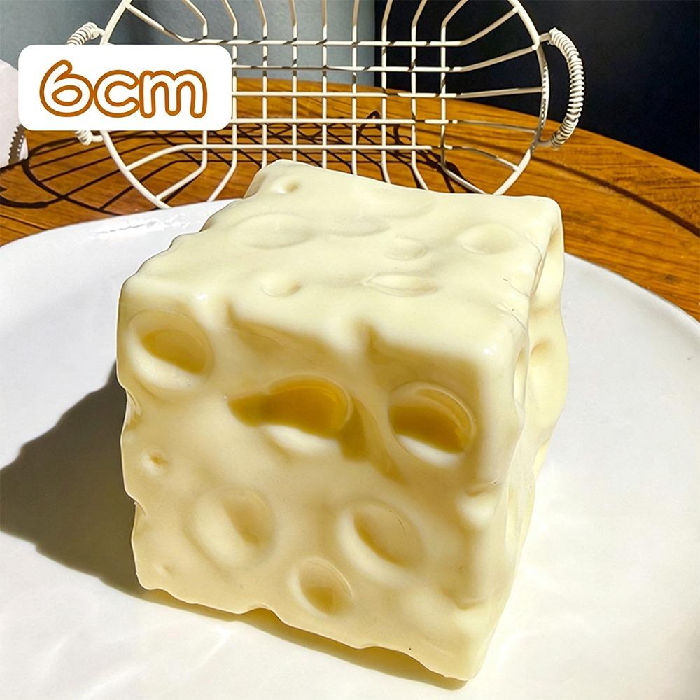 Non-Bounce Cheese Pinch Toy Shapeable Cheese Squeeze Fidget Toy  Kids Adults Yellow-6cm