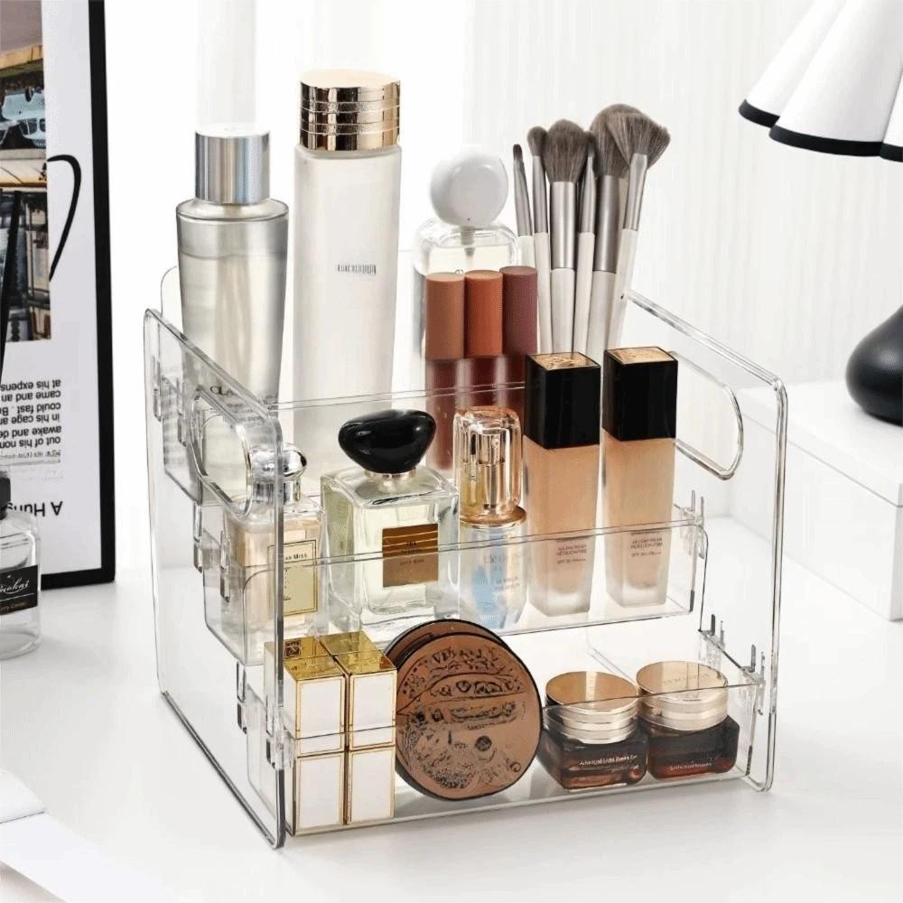 Large Capacity Cosmetic Storage Box Transparent Perfume Display Case Bathroom Storage