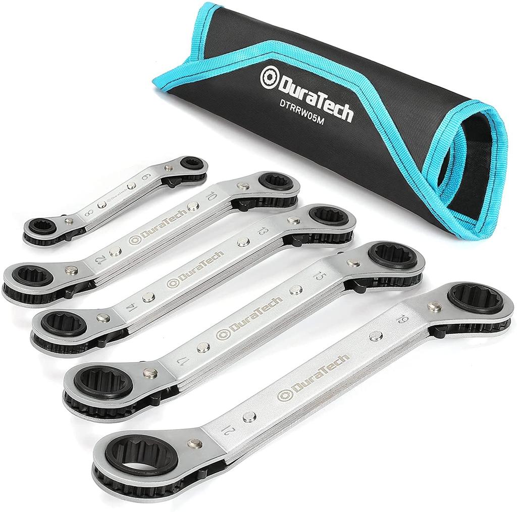 DURATECH Wrench Angle Ratchet Wrench Ratchet Wrench Switchable Auto Storage Bag Included 5-Piece Open-End Set, Set, Wrench, Open-End Set, Direction,