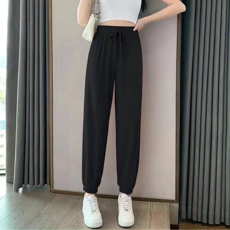 Summer Women's Printed Harem Pants Thin and Loose Ankle Pants Corset Bloomers