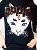 Mohn Gotisches Katzen Gesicht Grafik T-Shirt