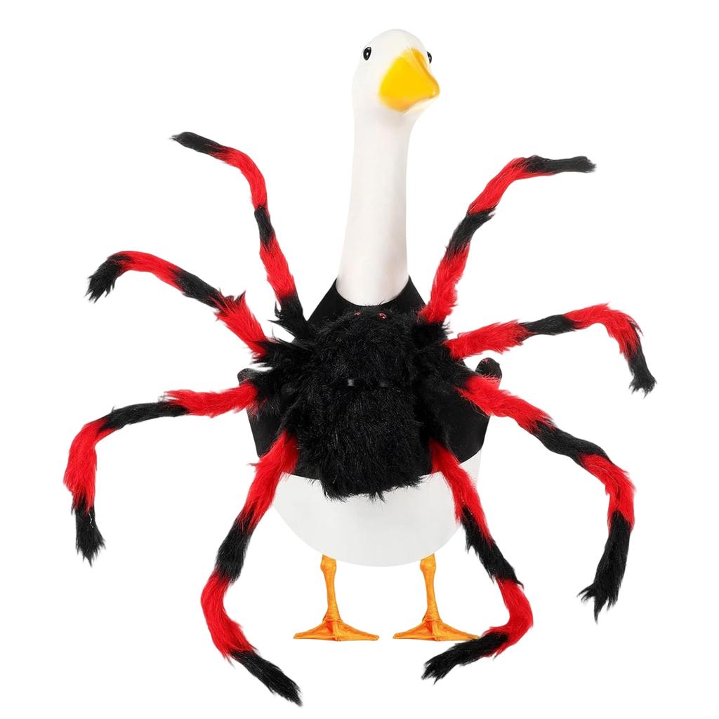 Halloween Porch Goose Spider Costume Pet Outfit with Faux Fur Spider Legs Adjustable Fit for Outdoor Indoor Use