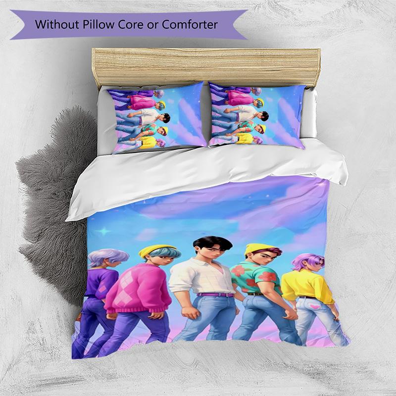 Kpop Demon Hunters Pattern Printed 3PCS Bedding Set, Soft Skin-Friendly Washable Duvet Cover & Pillowcases Set