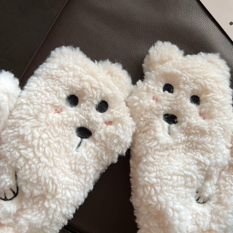 Gloves female winter cute teddy velvet bear velvet thickened warm winter student cycling windproof