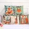Cartoon Hand-painted Fox Peach Leather Velvet Printed Pillow, Cute Little Fox Sofa Cushion Cover, Home Pillow Cover