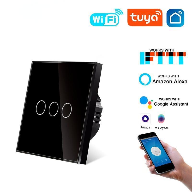Russian Graffiti WiFi Smart Switch, Single Fire, App-Controlled, Voice-Activated, Glass Panel