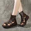 Sandale Femei Platformă Pană Comode Pantofi Decupați Femei Vară Cauciuc Degete Afară Sandale Retro Pantofi Joși Bocanci Gleznă Sandalias De Mujer