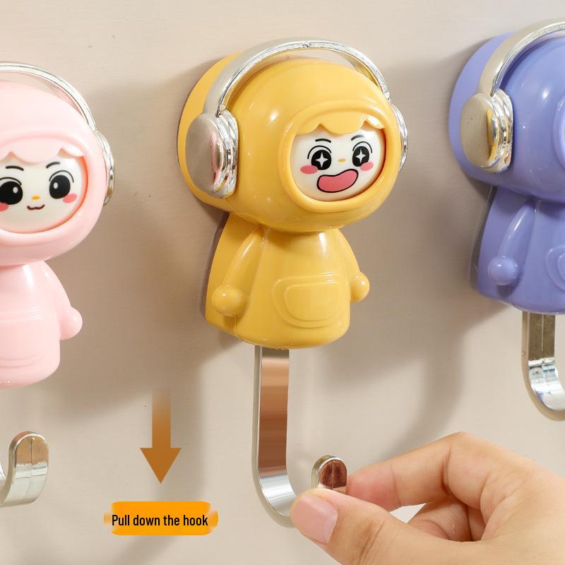 Stylowy Różowy Cartoonowy Haczyk Samoprzylepny Bez Dziurkowania do Przedpokoju