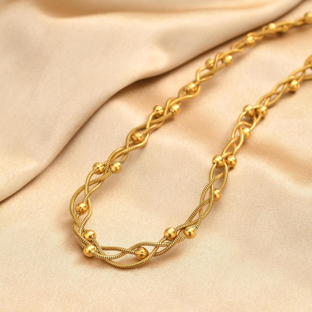 Multi Strand Snake Chain Necklace for Women Chic Round Bead Stainless Steel Party Jewelry Tarnish Resistant Layered Jewelry