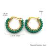 Trend Colorful Bead Drop Earrings For Women Girls Stainless Steel Green Color Female Dangle Earring Jewelry Valentine Day