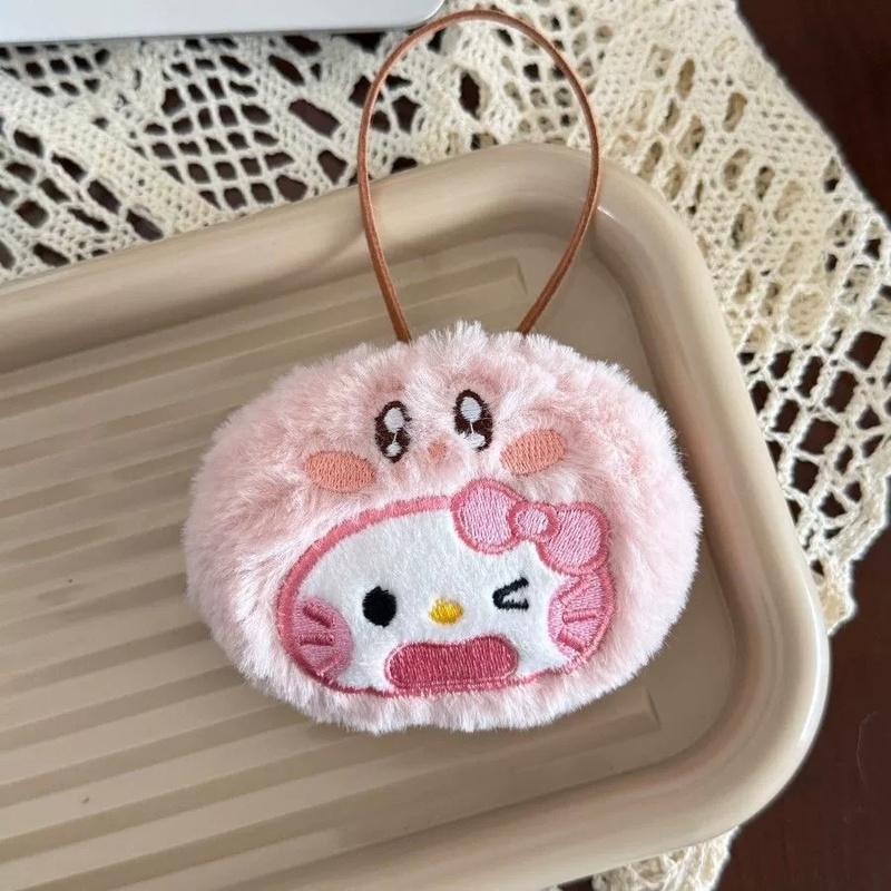 Cute Cartoon Plush Cat Keychain Heart Doll Pendant For Backpack Bag Decorative Accessory