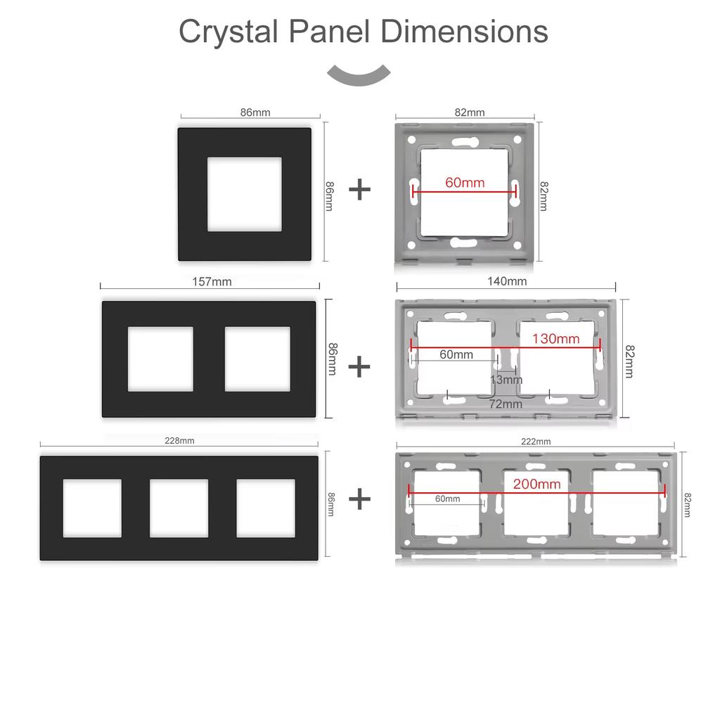 BSEED 1/2/3Gang Mechanical Button Switches 2Way For Stairs Plus EU Sockets USB Type-c Power Ports Matte Plastic Frames Black
