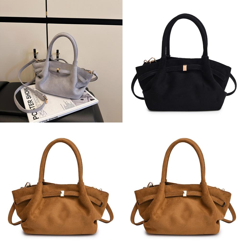 Minimalist Womens Solid Color Pleated Design Shoulder Bag For Casual Outings