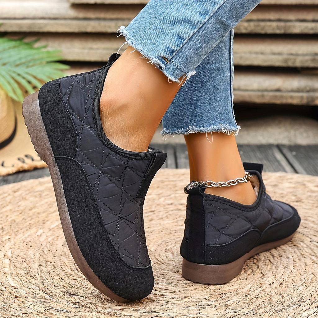 Women'S Cozy Slip-On Winter Boots - Warm Fleece-Lined Round-Toe Ankle Boots with Chunky Sole, Brown Casual Boots for Casual Attire, Winter Footwear
