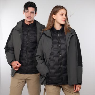 Χειμερινό 3 σε 1 Αντιανεμικό Μπουφάν με Πουπουλένια Επένδυση, Εσωτερική Επένδυση, Μπουφάν Επίθεσης, Εξωτερική Φόρμα Εργασίας με Χρωματικές Αποκλείσεις για Πεζοπορία και Ορειβασία