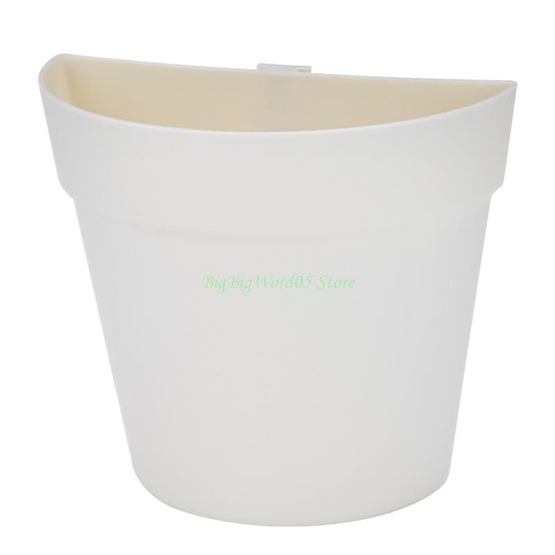 

24TE Wall Mounted Flower Pot Semicircle Shaped Plastic Plant Planter Container for Indoor and Outdoor Balcony Garden Decoration