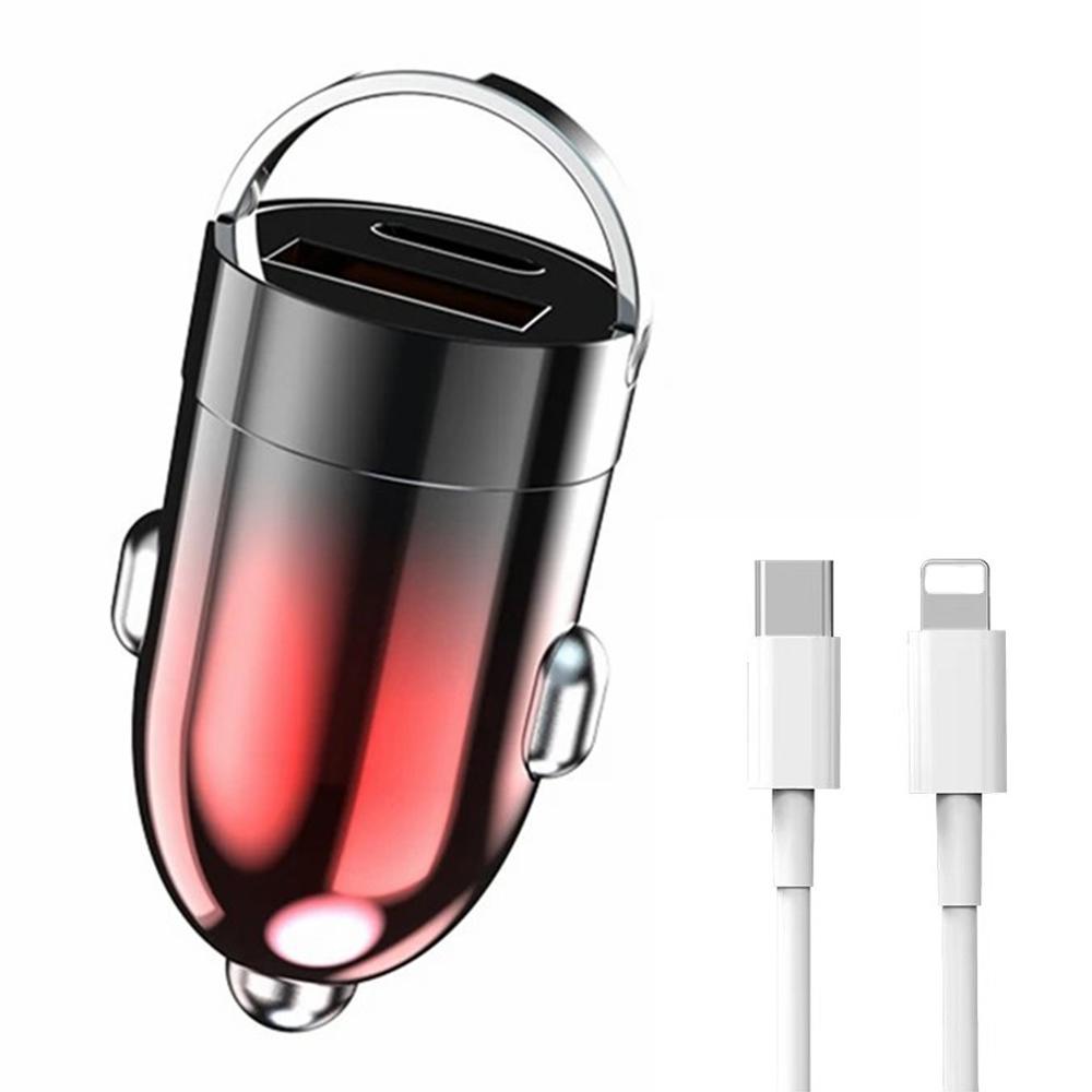 

G20JB M100W+PD 20W Car Charger with PD Fast Charging Cable Dual Port Phone Charging Adapter for 12-24V Car