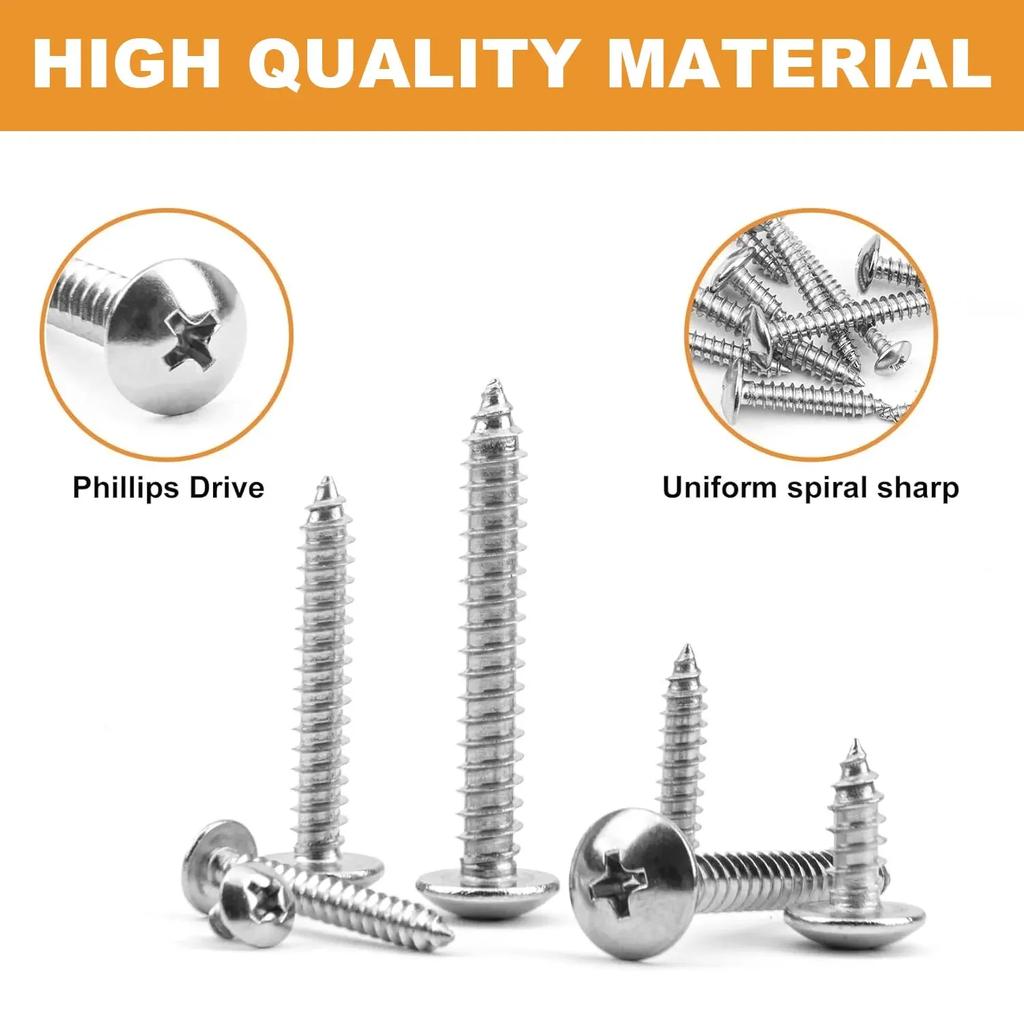 50 stainless steel pan head cross wood screws, M4.8X (12/16/20/25/35), self tapping screws
