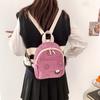 Smiley Face Cotton Backpack for Women, Soft Wavy Quilted Shoulder Bag with Handle, Street Style Casual Daypack