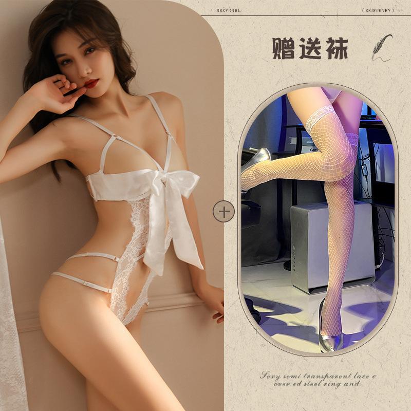 Sex underwear, no-take nightgown, sexy bow, small chest, passion, open file, temptation onesie, women's large size pure perspective