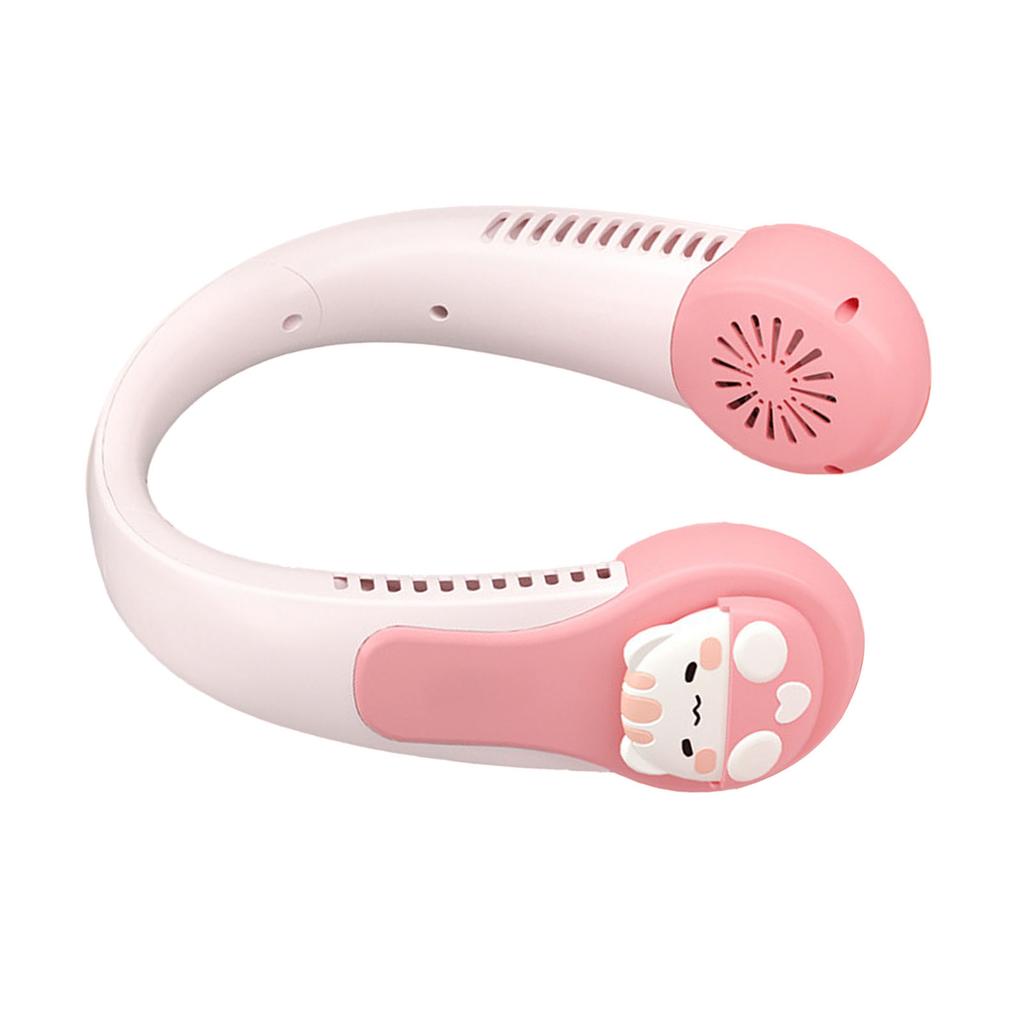 Neck Fan Cartoon Cooling Fan Portable USB Rechargeable Quiet Operation Anti Twist AC Fan with Built in Battery for Kids