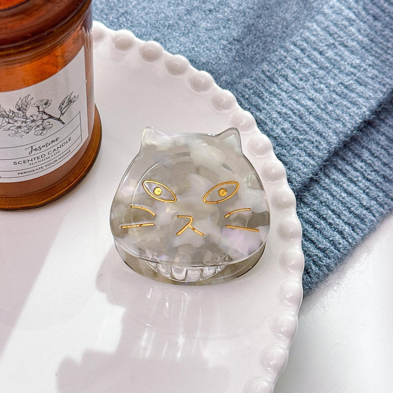 

Модные и милые ацетатные заколки для волос с кошачьей тематикой для женщин в очаровательных цветах на любой случай Shiny Gray 5cm