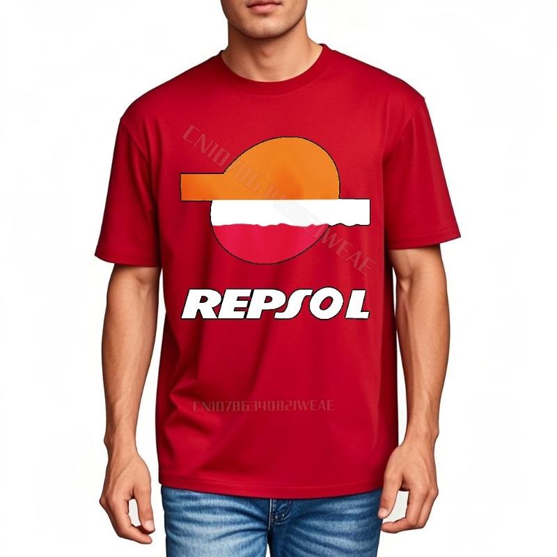 Lustiges T-Shirt Streetwear Weiches Baumwoll-T-Shirt Repsol Logo Auf Schwarzem Shirt Erwachsenen Kurzarmshirt Anime Minimalistisches T-Shirt Kurz
