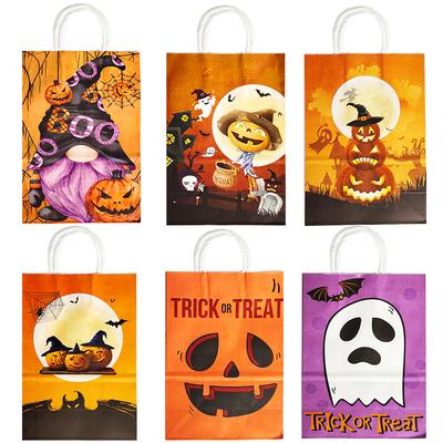 6Pcs Halloween Paper Candy Bags Pumpkin Ghost Gift Bags for Kids Trick or Treat Package Halloween Party Decoration Supplies