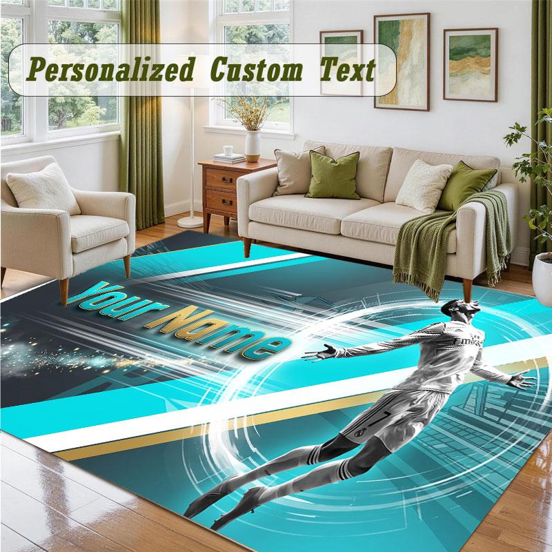 Crystal Velvet Square Rug Custom NameCristiano Ronaldo Pattern Non Slip Home Floor Decor Rug