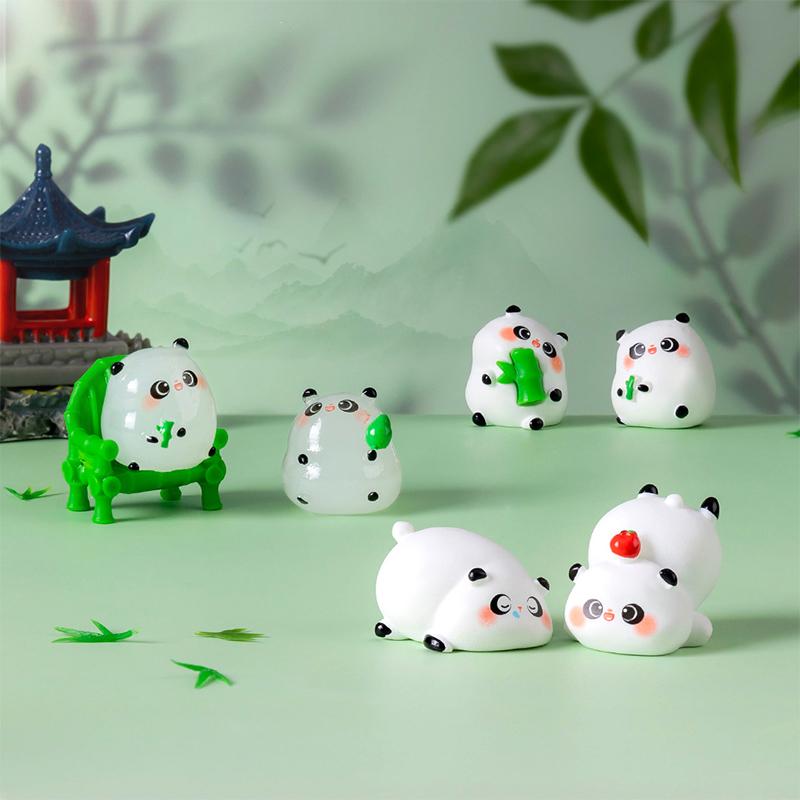 Miniatures Figurines Cute Panda Landscape Ornaments Diy Home Decorations Kawaii Animal Desktop Small Ornaments Accessories