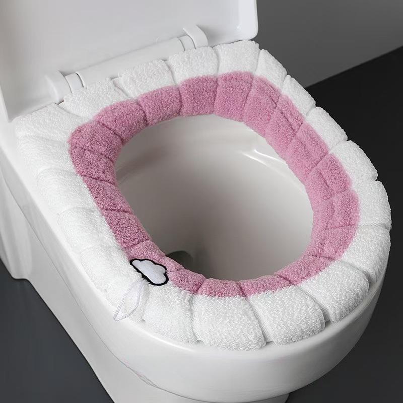 

Thickened Warm Fluffy Toilet Seat Pad Universal O-shaped Plush Toilet Seat Cover Nordic Style Soft Padding For Toilet рожевий