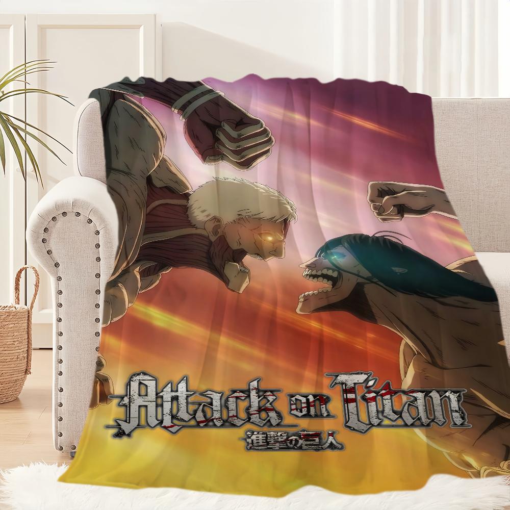 Anime A-Attack O-On T-Titan L-Levi E-Eren Blanket Plush Nap Sofa Rug for Living Room Office Bedroom Birthday Travel Kid Gifts