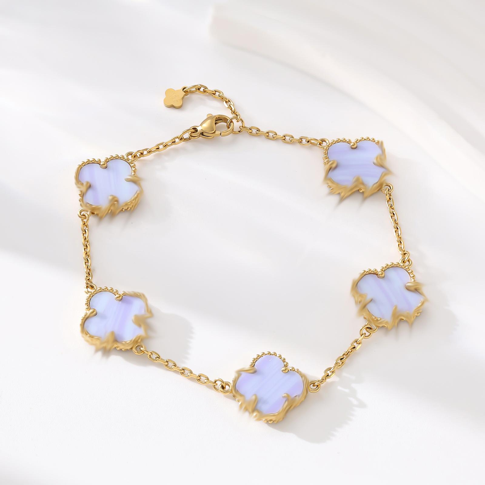 

lucky four-leaf clover bracelet 18K double-sided mother-of-pearl fashion light luxury high-end ladies bracelet