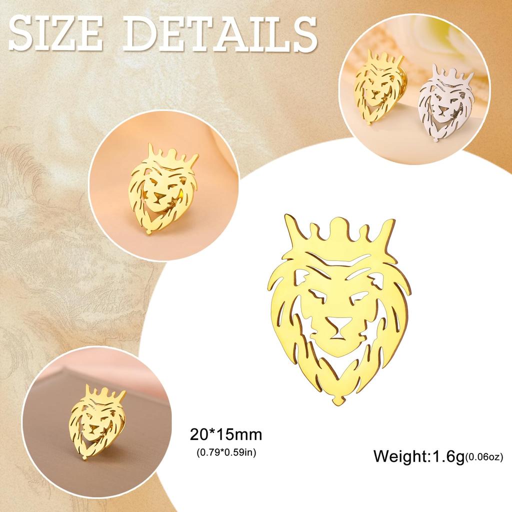 Dreamtime Lion With King Crown Brooch pins for Men Punk Animal Stainless Steel Brooch pins Tie Buckle Fashion Jewelry Punk Rock