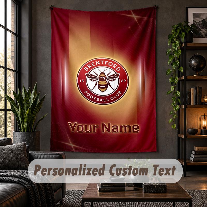 Wall Tapestry Brentford Football Print Custom Name Text Wall Hanging Home Decor