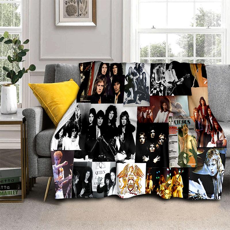 2025 Classics Queen-Rock-Band Freddie Blanket,Soft Throw Blanket for Home Bedroom Bed Sofa Picnic Travel Office Cover Gifts Kids