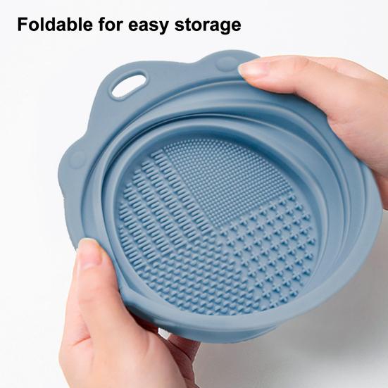 Foldable Makeup Brush Cleaner Bowl Portable Silicone Cosmetic Brushes Powder Puffs Makeup Sponges Cleaning Tool
