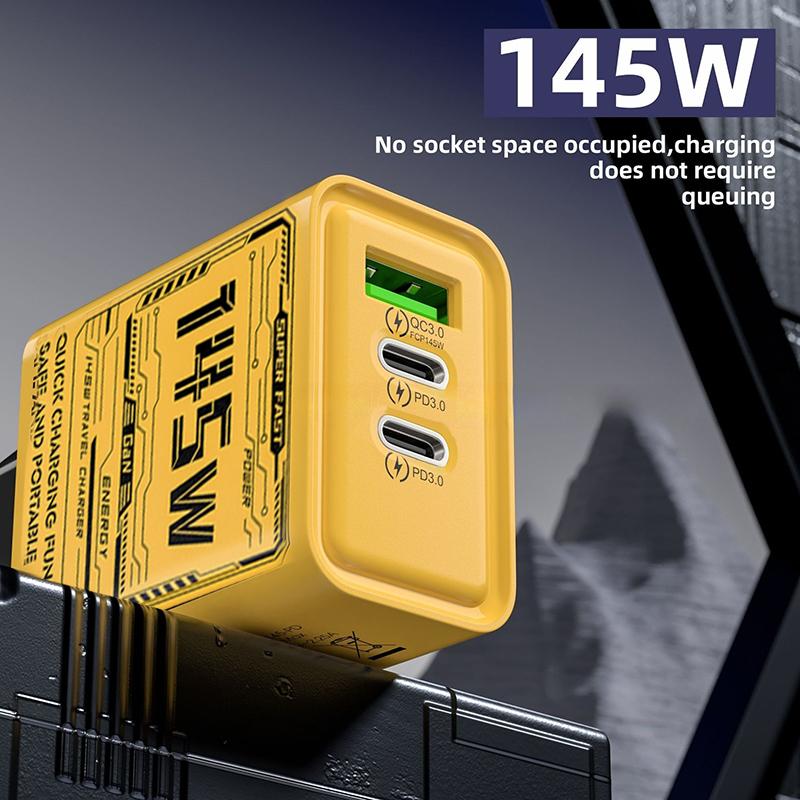 145W 3-Port Typ-C USB Gan Handy-Ladegerät Für iPhone Für Samsung Huawei Xiaomi PD Schnellladung Handy-Netzteil Reise