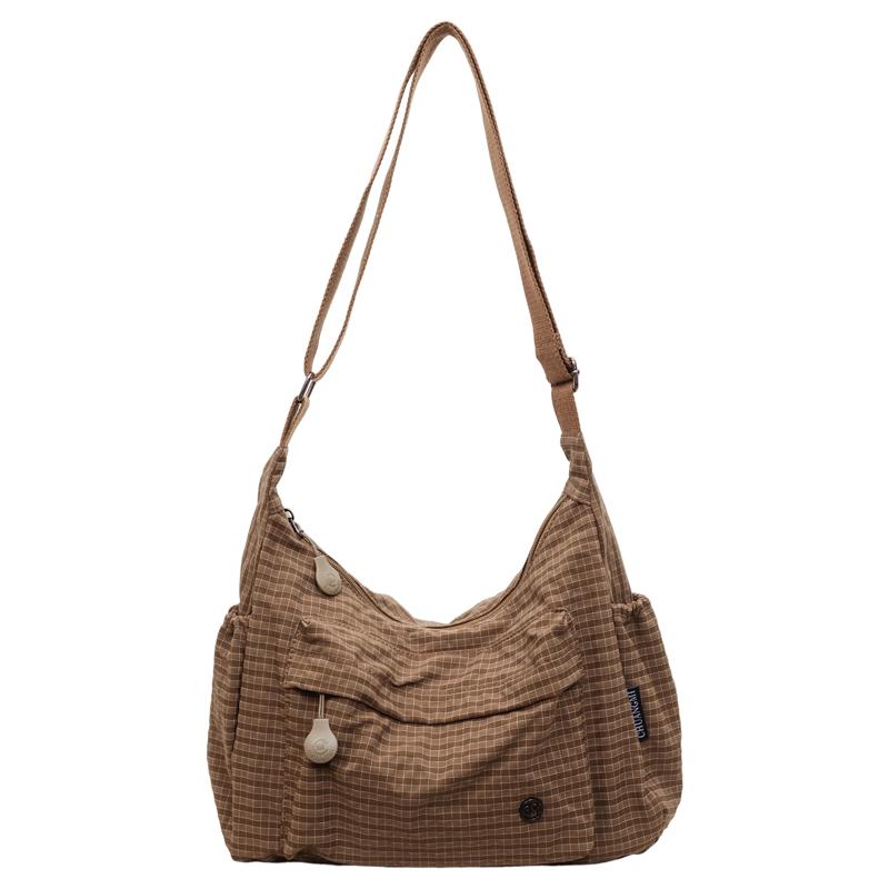 

Women s Large Commuter Bag Plaid Shoulder Bag коричневий