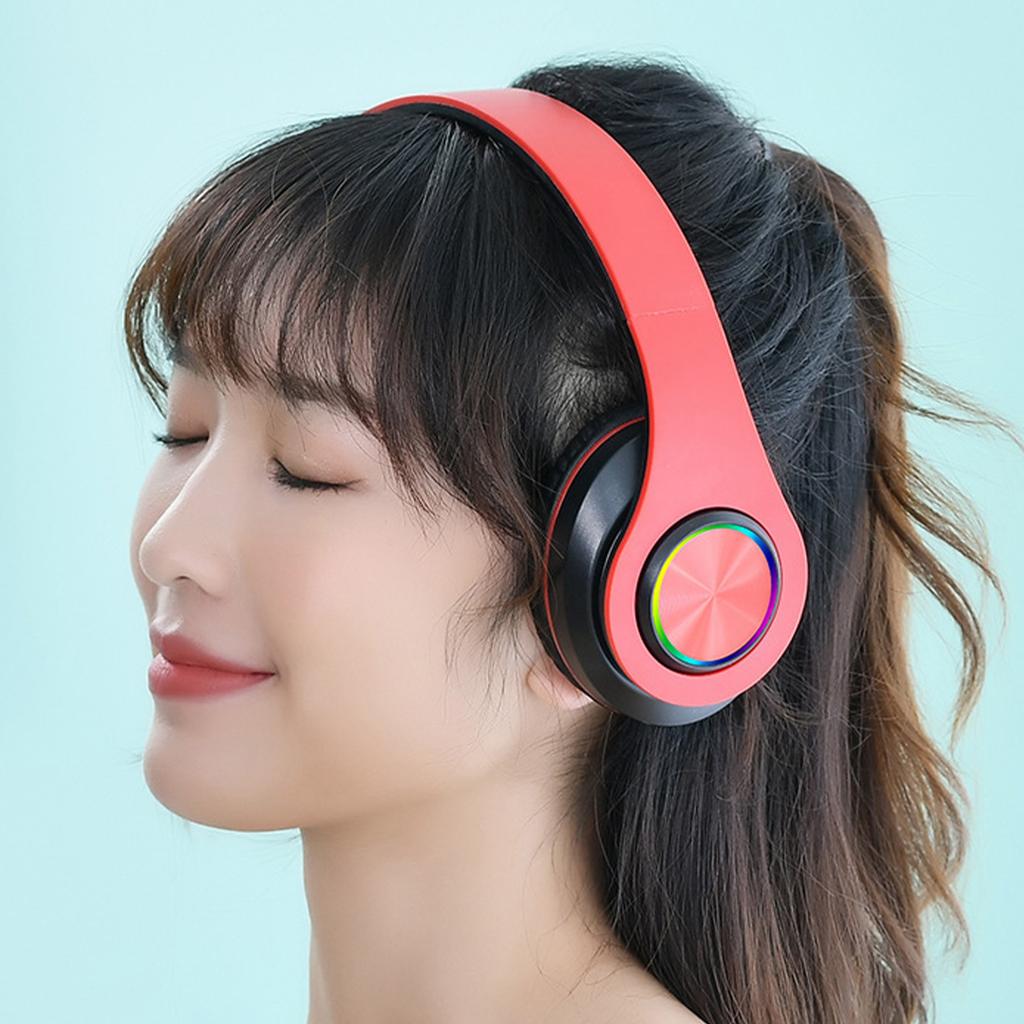 Headset with RGB Light Bass Noise Reduction Comfortable Waterproof Foldable Wireless Gaming Headset