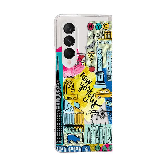 

Для Samsung Galaxy Z Fold 4 3 Дорожные этикетки Окрашенные прозрачные складные ударопрочные ПК Жесткая задняя крышка для чехла Zfold4 Fold3 For Samsung Z Fold 4